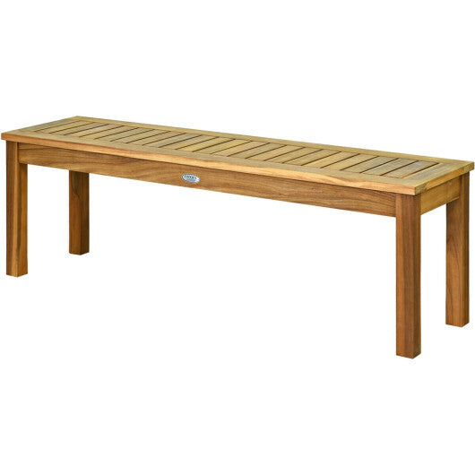 52 Inch Outdoor Acacia Wood Dining Bench Chair - Color: Brown W2B