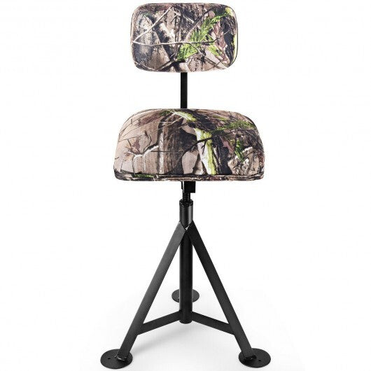 Swivel Hunting Chair Tripod Blind Stool with Detachable Backrest - Color: Multicolor W2B