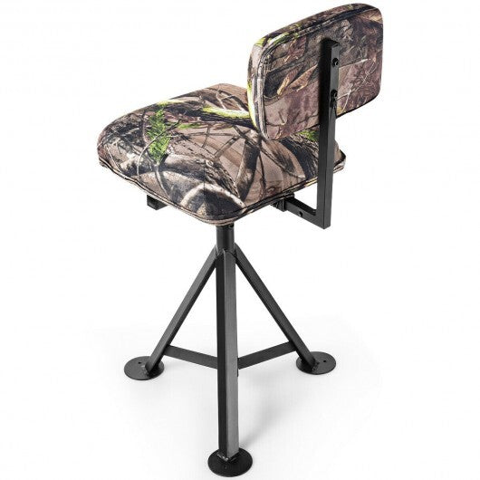 Swivel Hunting Chair Tripod Blind Stool with Detachable Backrest - Color: Multicolor W2B
