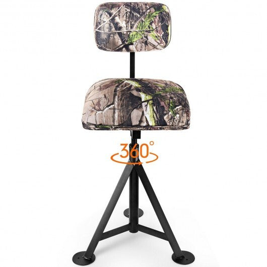 Swivel Hunting Chair Tripod Blind Stool with Detachable Backrest - Color: Multicolor W2B