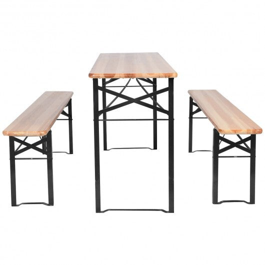 3 Pieces Folding Wooden Picnic Table Bench Set W2B