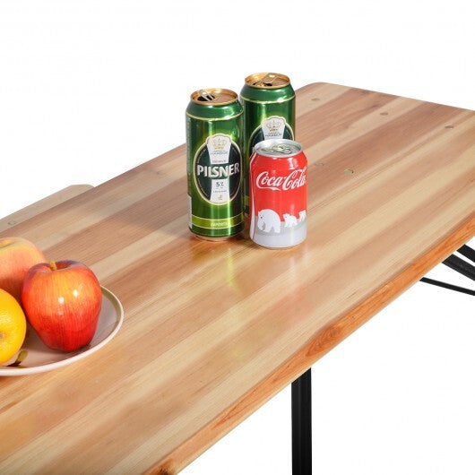 3 Pieces Folding Wooden Picnic Table Bench Set W2B