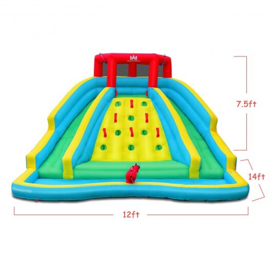 Inflatable Water Park Bounce House with Double Slide and Climbing Wall with 735W Blower