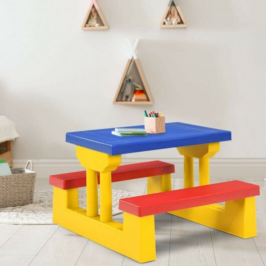 Kids Picnic Folding Table and Bench with Umbrella W2B