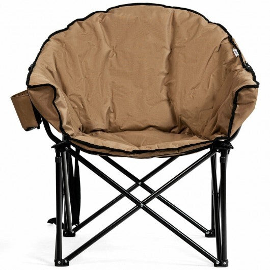Folding Camping Moon Padded Chair with Carrying Bag-Gray
