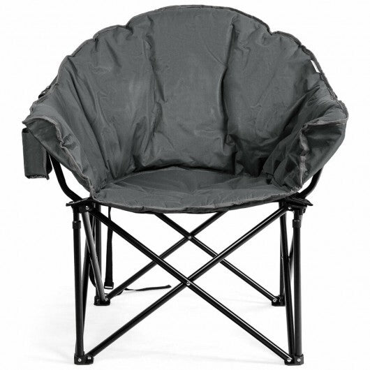 Folding Camping Moon Padded Chair with Carrying Bag-Gray - Color: Gray W2B