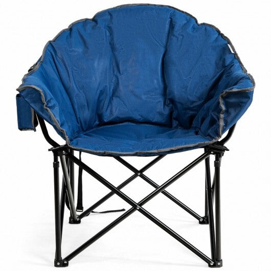 Folding Camping Moon Padded Chair with Carrying Bag-Gray