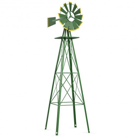 8 Feet Windmill Metal Ornamental Wind Wheel Weather Resistant-Green - Color: Green W2B
