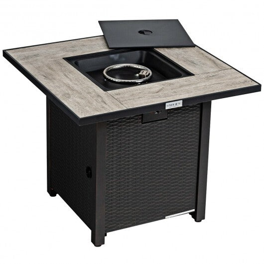 30 Inch Square Propane Gas Fire Pit Table Ceramic Tabletop W2B