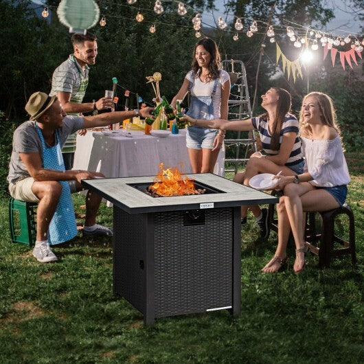30 Inch Square Propane Gas Fire Pit Table Ceramic Tabletop W2B