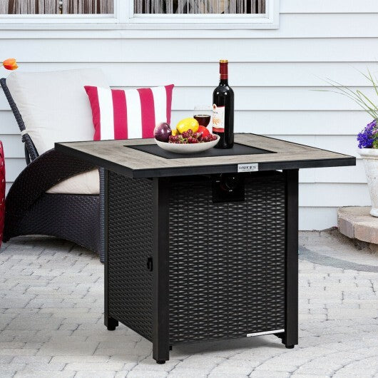 30 Inch Square Propane Gas Fire Pit Table Ceramic Tabletop W2B
