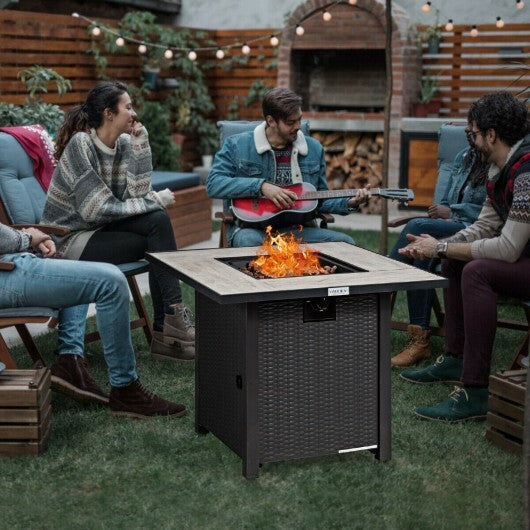30 Inch Square Propane Gas Fire Pit Table Ceramic Tabletop W2B