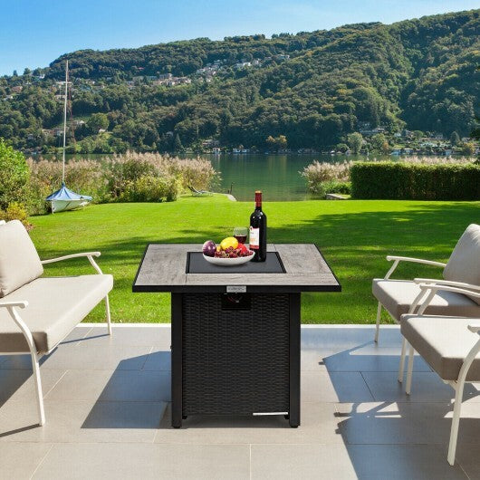 30 Inch Square Propane Gas Fire Pit Table Ceramic Tabletop W2B