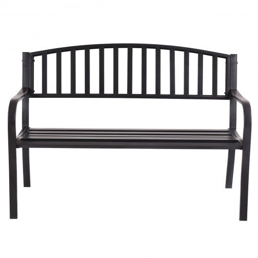 50 Inch Patio Garden Bench Loveseats for Outdoor - Color: Black W2B