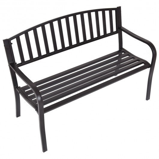 50 Inch Patio Garden Bench Loveseats for Outdoor - Color: Black W2B