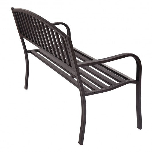 50 Inch Patio Garden Bench Loveseats for Outdoor - Color: Black W2B