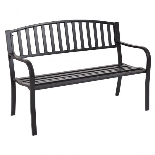 50 Inch Patio Garden Bench Loveseats for Outdoor - Color: Black W2B