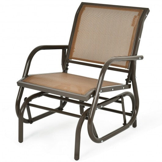 Outdoor Single Swing Glider Rocking Chair with Armrest-Gray