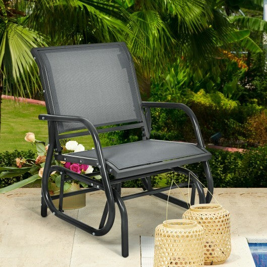 Outdoor Single Swing Glider Rocking Chair with Armrest-Gray