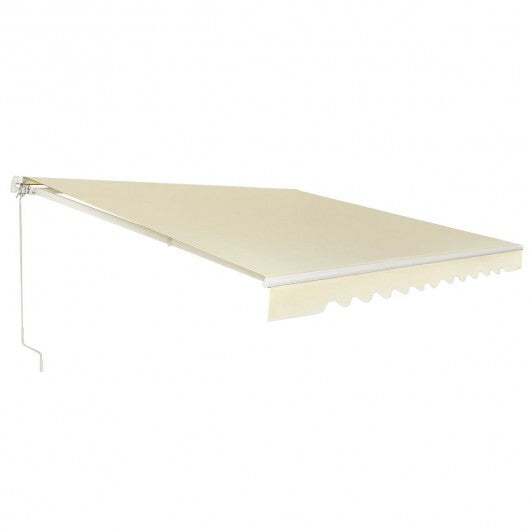 13  8 Feet Retractable Patio Awning Aluminum Deck Sunshade-Beige W2B