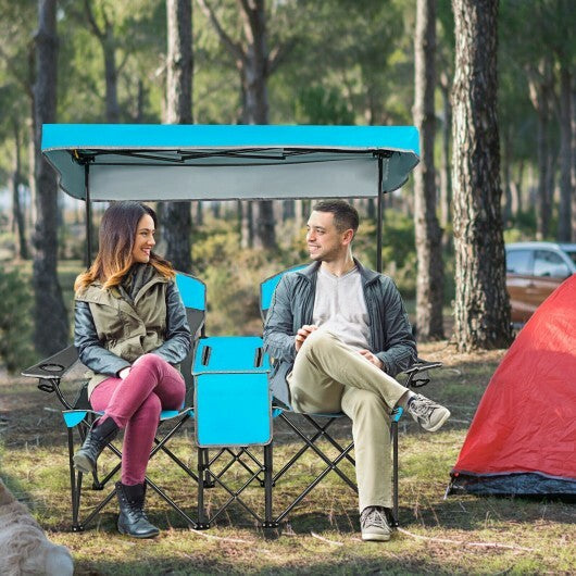 Portable Folding Camping Canopy Chairs with Cup Holder-Blue - Color: Blue W2B