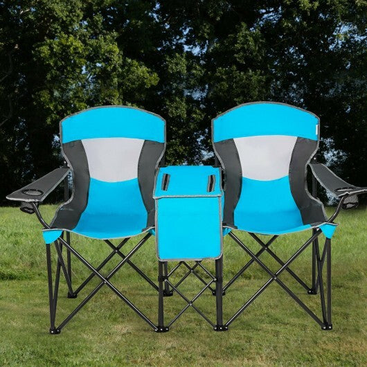 Portable Folding Camping Canopy Chairs with Cup Holder-Blue - Color: Blue W2B