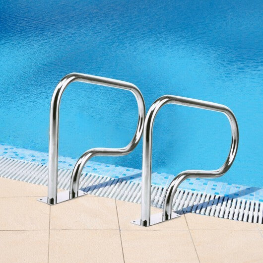 Stainless Steel Swimming Pool Hand Rail with Base Plate - Color: Silver W2B