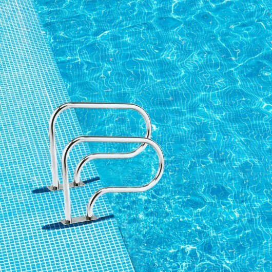 Stainless Steel Swimming Pool Hand Rail with Base Plate - Color: Silver W2B