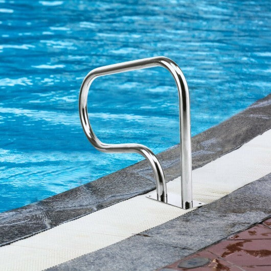 Stainless Steel Swimming Pool Hand Rail with Base Plate - Color: Silver W2B