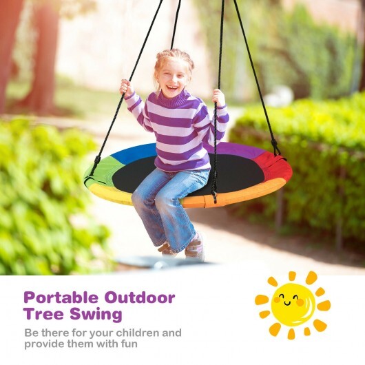 40 Inch 770 lbs Flying Saucer Tree Swing Kids Gift with 2 Tree Hanging Straps-Multicolor W2B
