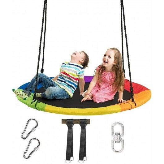 40 Inch 770 lbs Flying Saucer Tree Swing Kids Gift with 2 Tree Hanging Straps-Multicolor W2B
