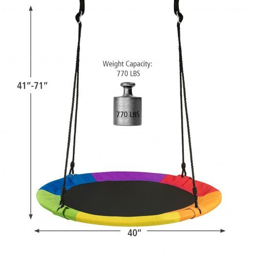 40 Inch 770 lbs Flying Saucer Tree Swing Kids Gift with 2 Tree Hanging Straps-Multicolor W2B
