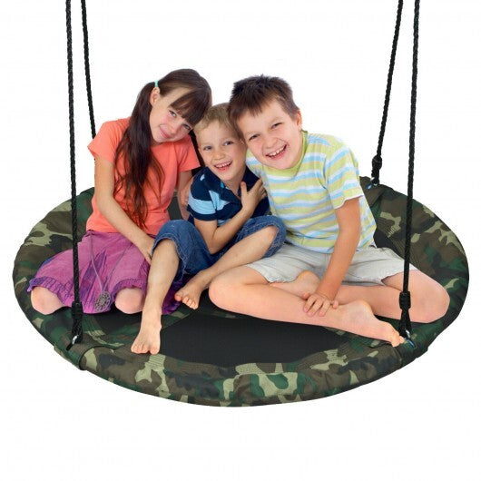 40 Inch Flying Saucer Tree Swing Outdoor Play Set with Adjustable Ropes Gift for Kids - Color: Camouflage W2B