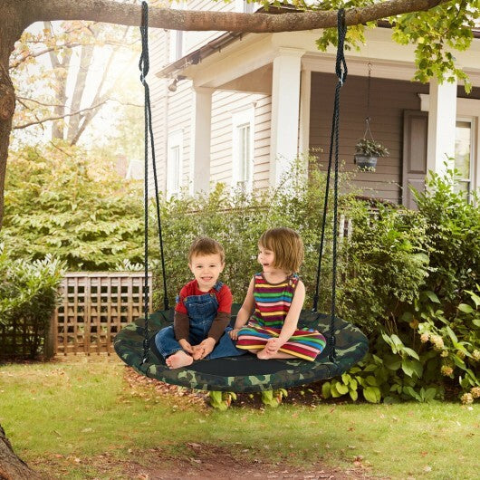 40 Inch Flying Saucer Tree Swing Outdoor Play Set with Adjustable Ropes Gift for Kids - Color: Camouflage W2B
