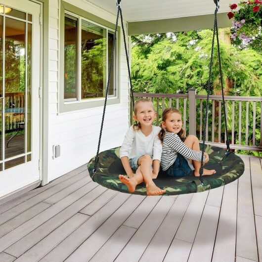 40 Inch Flying Saucer Tree Swing Outdoor Play Set with Adjustable Ropes Gift for Kids - Color: Camouflage W2B