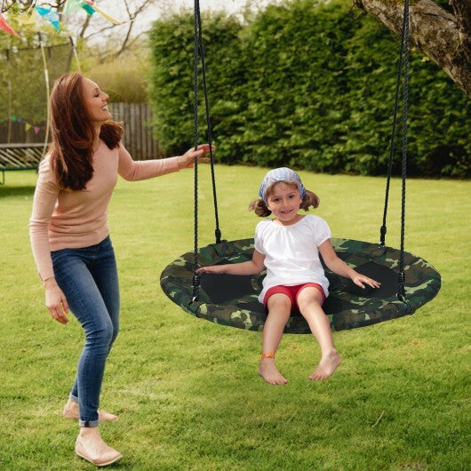 40 Inch Flying Saucer Tree Swing Outdoor Play Set with Adjustable Ropes Gift for Kids - Color: Camouflage W2B