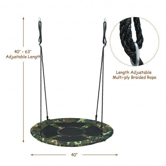 40 Inch Flying Saucer Tree Swing Outdoor Play Set with Adjustable Ropes Gift for Kids - Color: Camouflage W2B