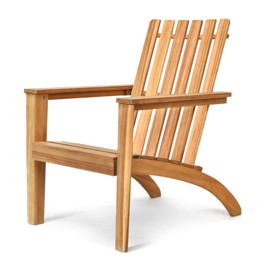 Outdoor Durable Patio Acacia Wood Adirondack Lounge Armchair-Natural - Color: Natural W2B