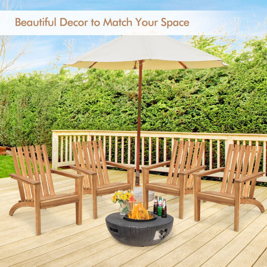 Outdoor Durable Patio Acacia Wood Adirondack Lounge Armchair-Natural - Color: Natural W2B