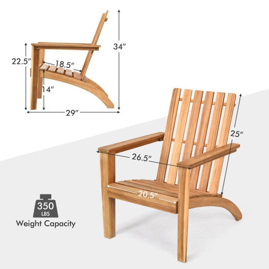 Outdoor Durable Patio Acacia Wood Adirondack Lounge Armchair-Natural - Color: Natural W2B