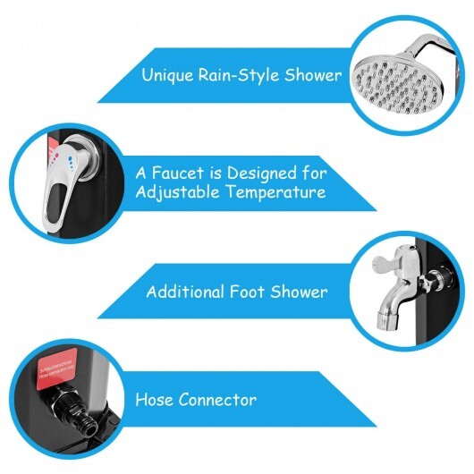 7.2 Feet Adjustable Outdoor Solar Heating Shower Head W2B