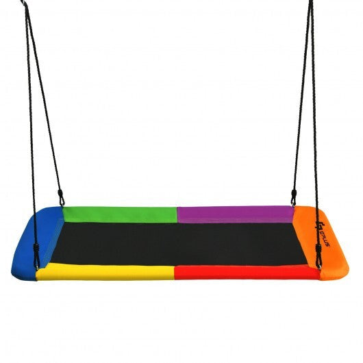 60 Inches Platform Tree Swing Outdoor with  2 Hanging Straps-Multicolor W2B