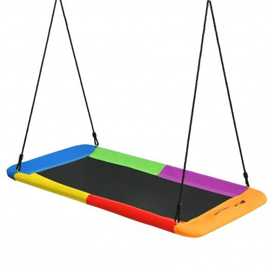 60 Inches Platform Tree Swing Outdoor with  2 Hanging Straps-Multicolor W2B