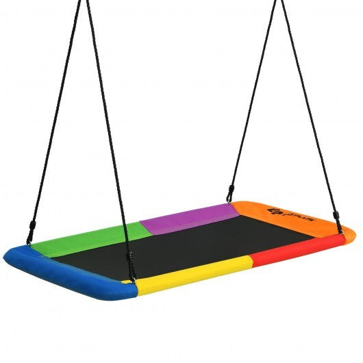 60 Inches Platform Tree Swing Outdoor with  2 Hanging Straps-Multicolor W2B