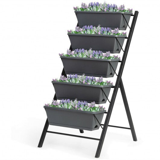 5-Tier Raised Garden Bed with Water Drainage for Flowers Vegetables W2B