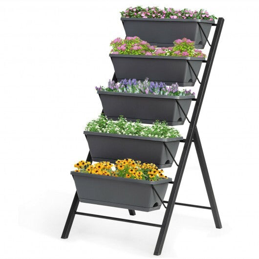 5-Tier Raised Garden Bed with Water Drainage for Flowers Vegetables W2B