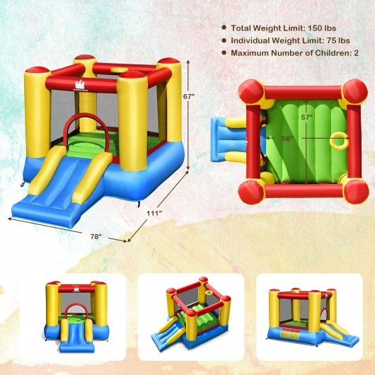 Kids Inflatable Bounce House with Slide and 480W blower