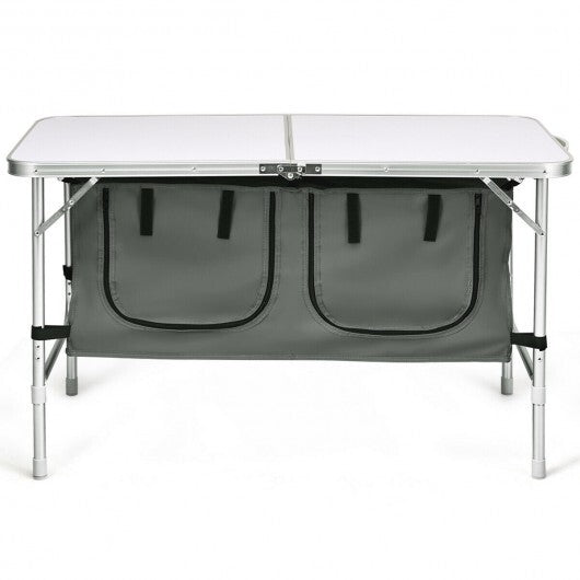 Height Adjustable Folding Camping  Table-Gray - Color: Gray W2B