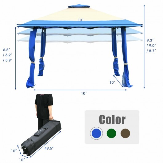 13 Feet x 13 Feet Pop Up Canopy Tent Instant Outdoor Folding Canopy Shelter-Blue W2B
