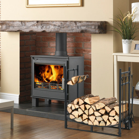 30 Inch Firewood Rack with 4 Tool Set Kindling Holders for Indoor and Outdoor W2B